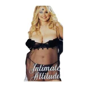 NWT Black Mesh Teddy with Matching Thong